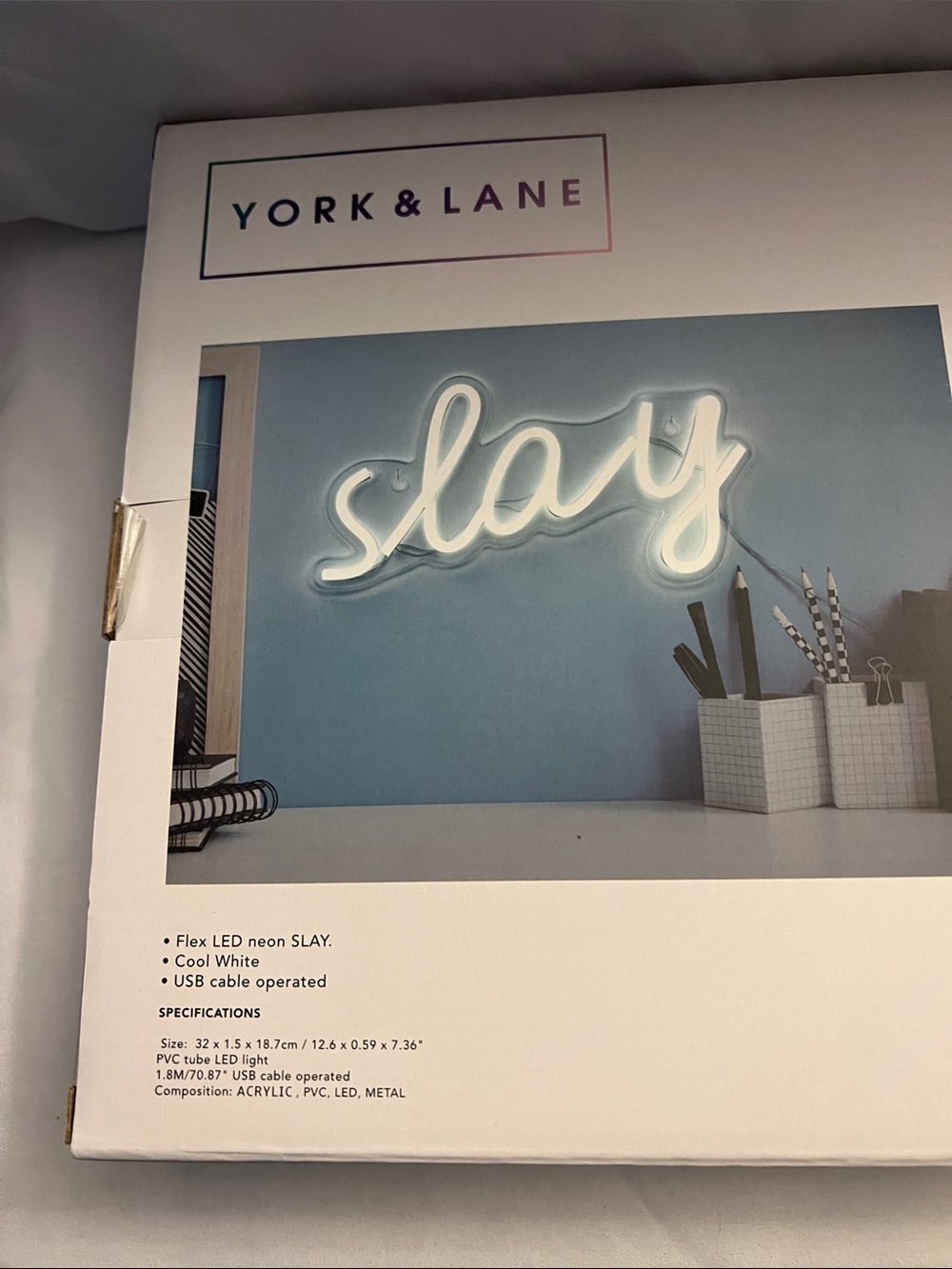 White 'Slay' LED Script Wall Light - Picture 5 of 7